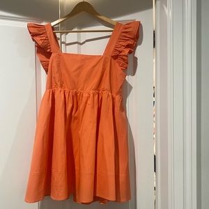 Orange square neck short dress. Thick material.
